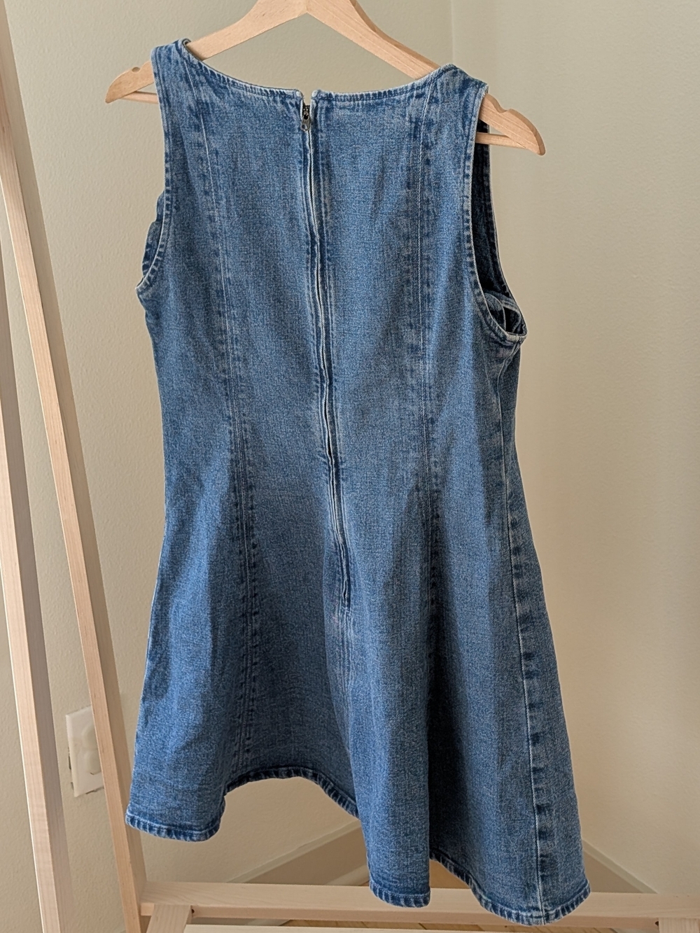 Abercrombie & Fitch Mila Squareneck Denim Mini Dress In Medium Wash - M - Picture 10 of 10